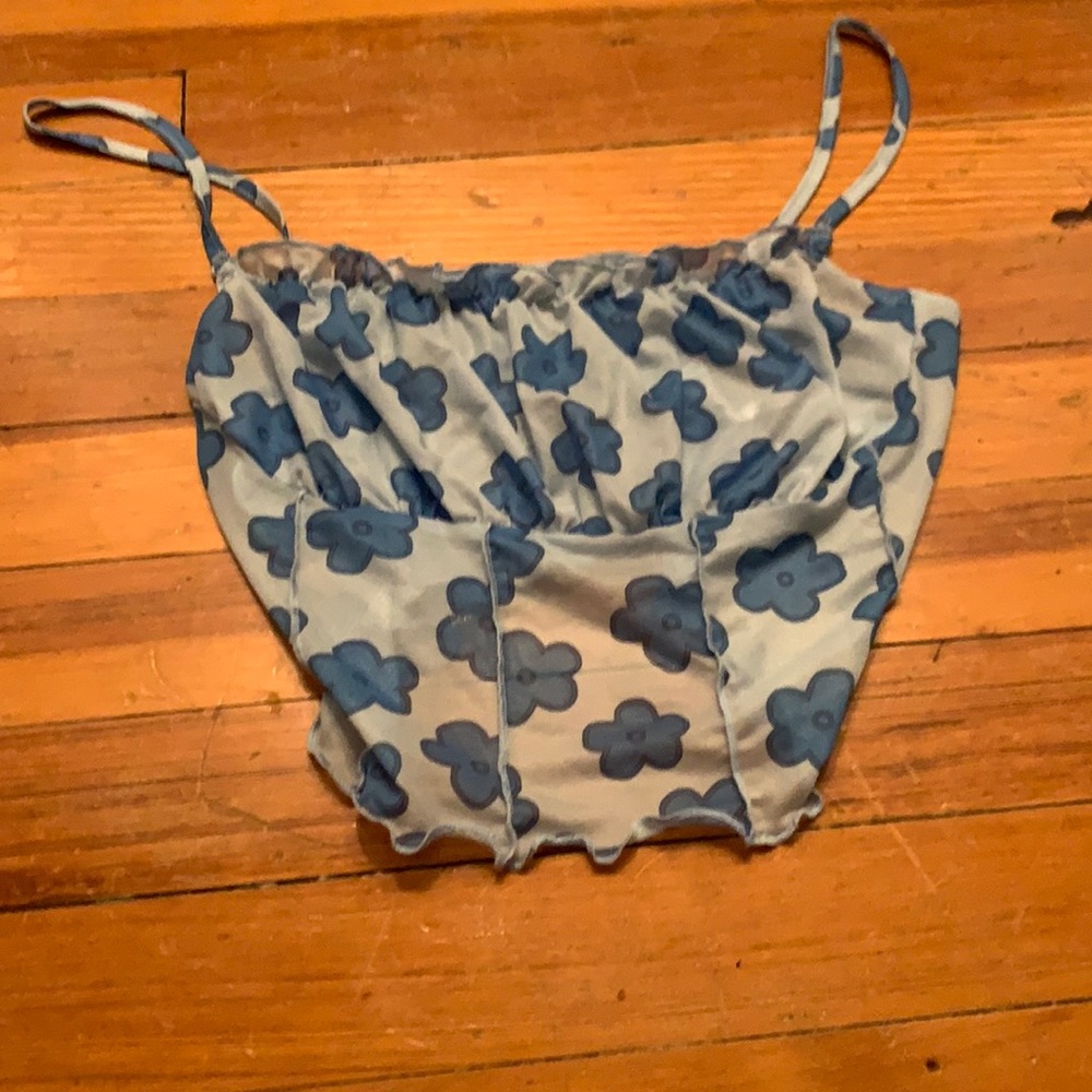 blue mesh flower top